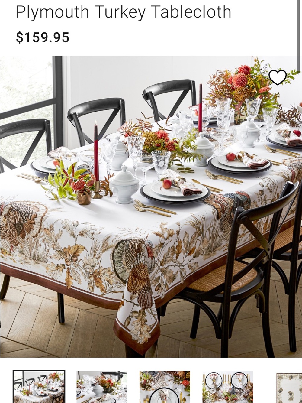 WILLIAMS SONOMA Plymouth Turkey Tablecloth